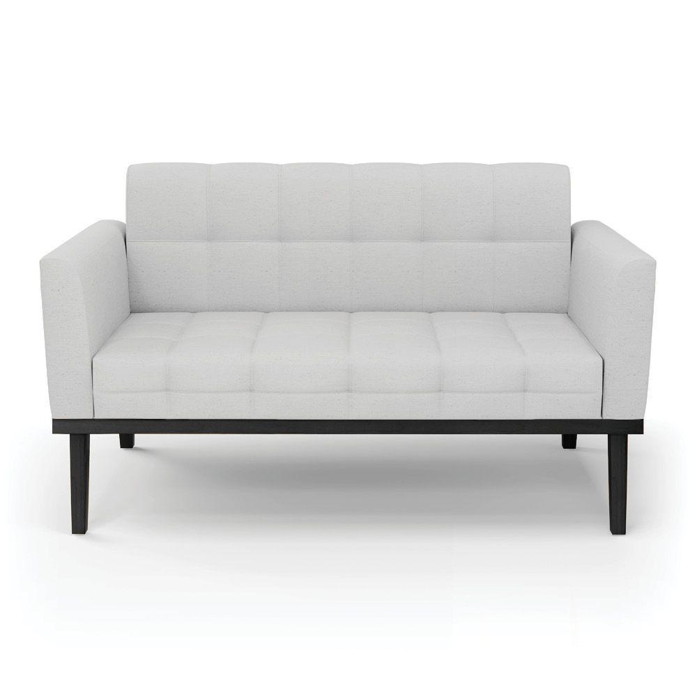 Sofá Namoradeira 2 Lugares Base De Madeira Preto Elisa Linho Cinza A05 D03 - D'rossi - 5