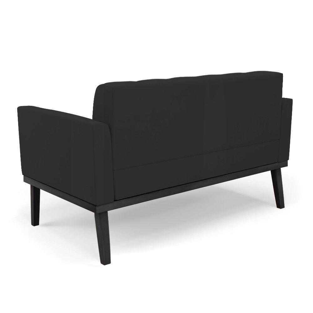 Sofá Namoradeira 2 Lugares Base De Madeira Preto Elisa Veludo D03 - D'rossi Cor Preto - 3