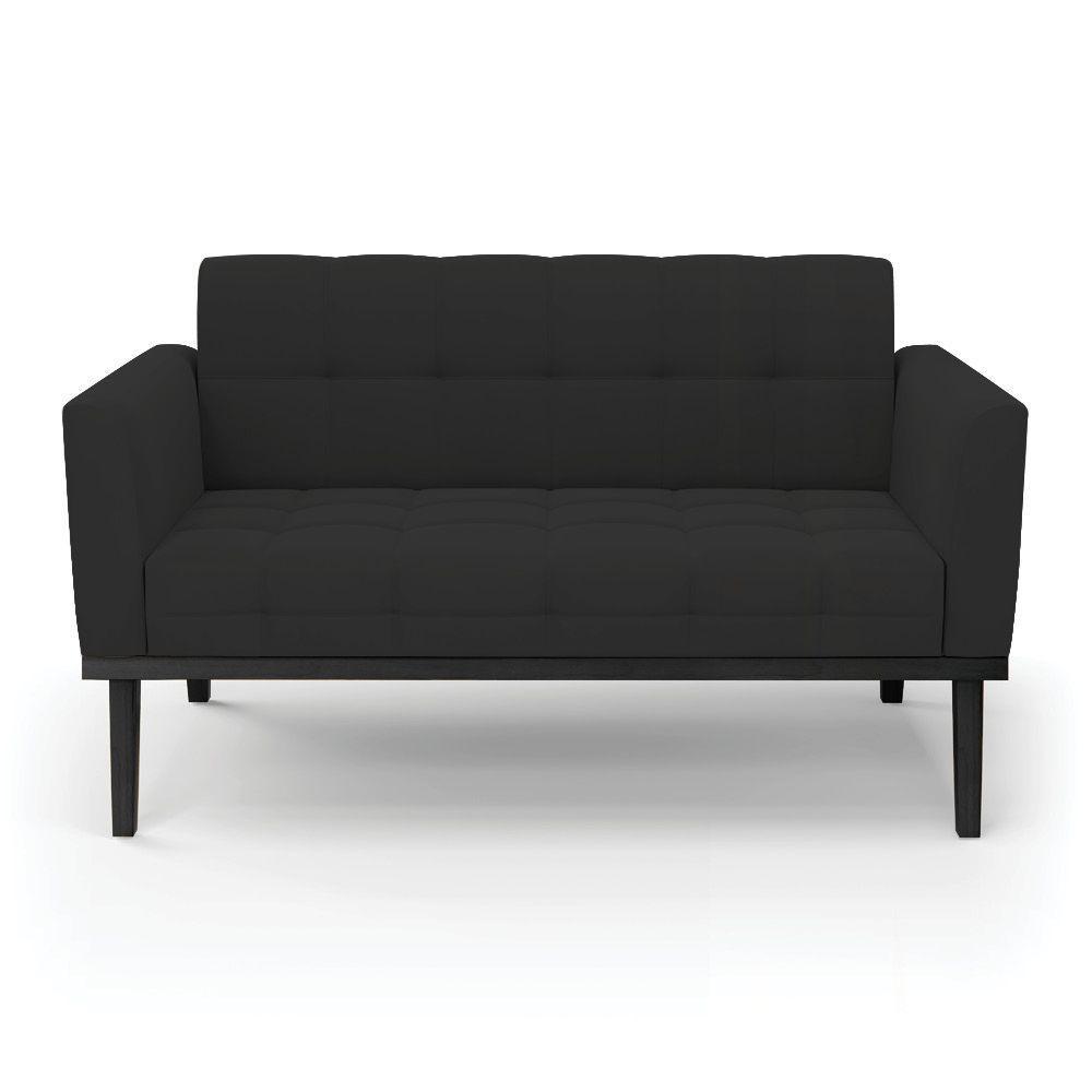 Sofá Namoradeira 2 Lugares Base De Madeira Preto Elisa Veludo D03 - D'rossi Cor Preto - 5