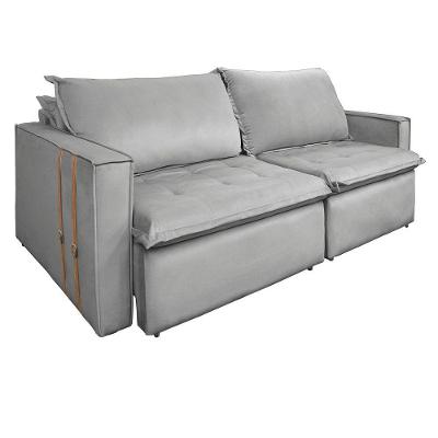 Sofá Retrátil Reclinável 2 Lugares 180 Cm México Veludo Cinza K01 - D'rossi