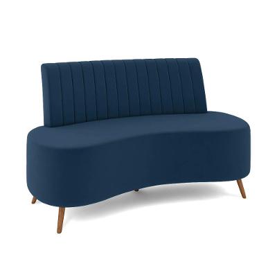 Sofá 2 Lugares Living 135cm Pé Palito Maraú Veludo K01 - D'rossi Cor Azul Marinho