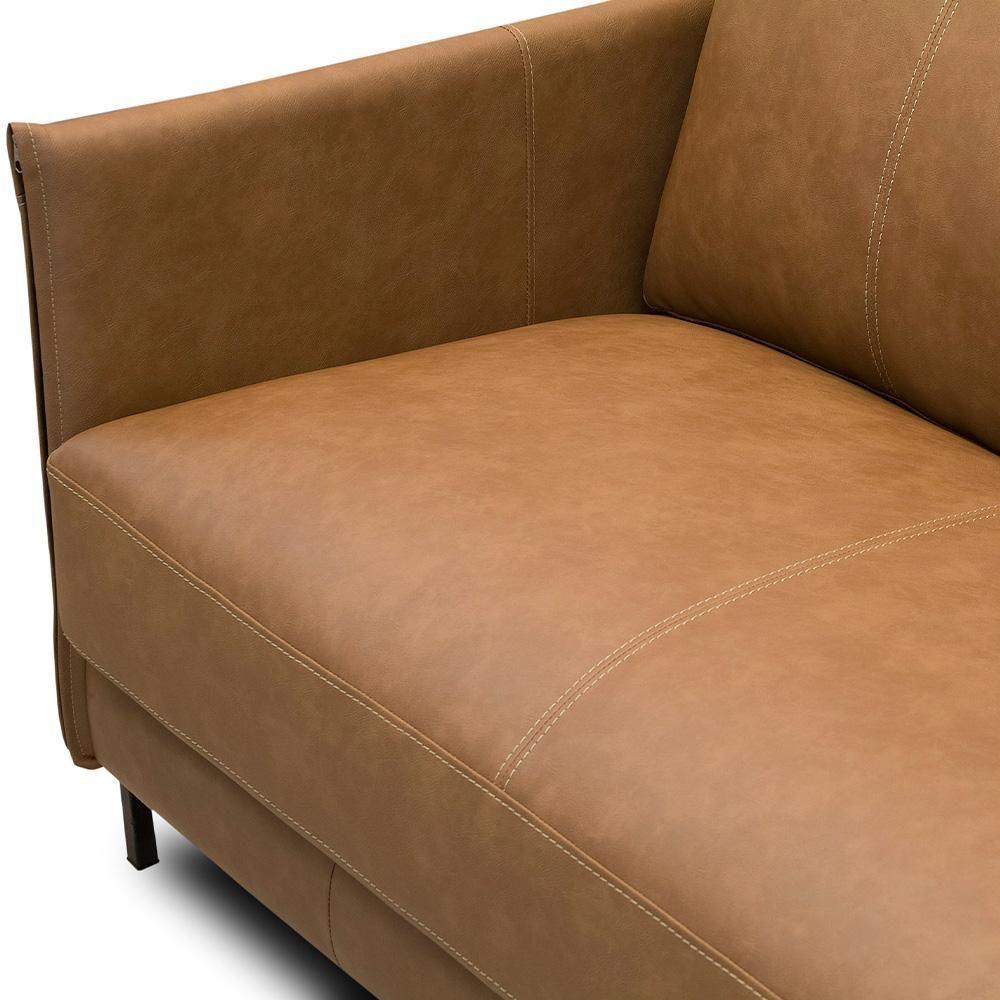 Sofá 3 Lugares Para Sala De Estar Living Industrial 210cm Amábile L06 Couro Camel - Lyam Decor - 3