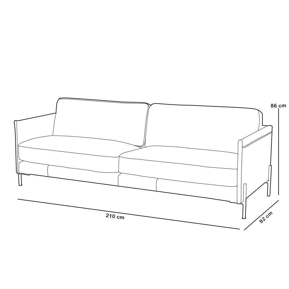 Sofá 3 Lugares Para Sala De Estar Living Industrial 210cm Amábile L06 Couro Camel - Lyam Decor - 4