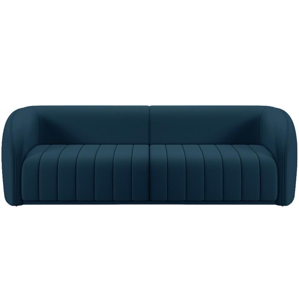 Kit Sofá 4 Lugares Para Sala 292cm Com 02 Poltronas Lazio M03 Veludo Azul - Lyam Decor - 8