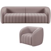 Kit Sofá 4 Lugares Para Sala 292cm Com 01 Poltrona Lazio M03 Veludo Rosê - Lyam Decor - 1