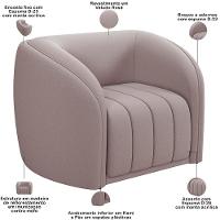 Kit Sofá 4 Lugares Para Sala 292cm Com 01 Poltrona Lazio M03 Veludo Rosê - Lyam Decor - 5