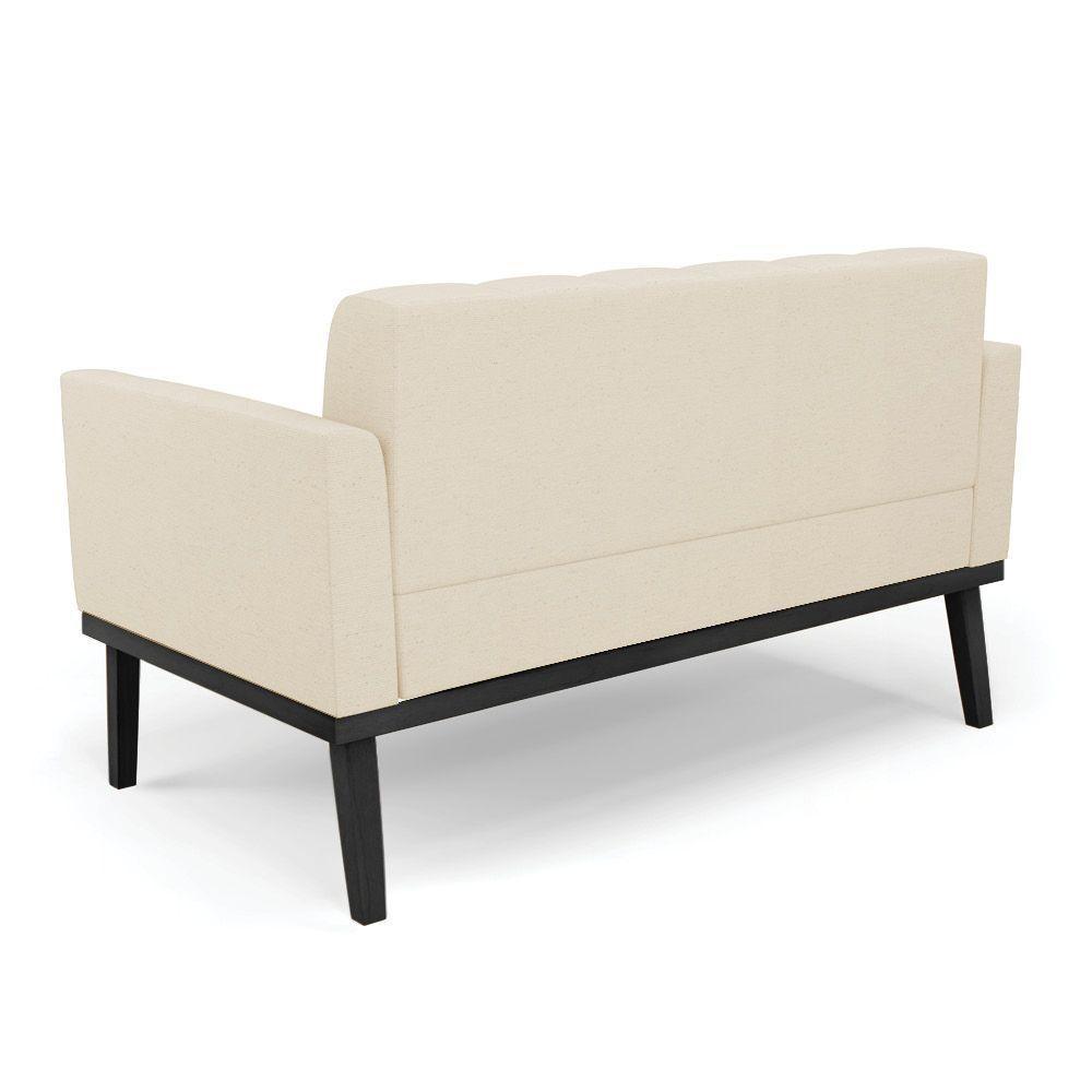 Sofá Namoradeira 2 Lugares Base De Madeira Preto Elisa Linho Bege A19 D03 - D'rossi - 3