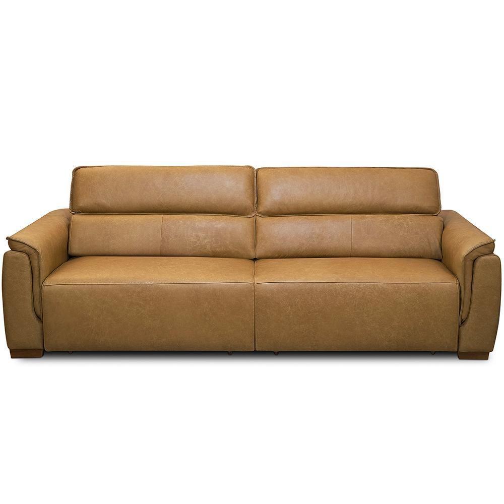 Sofá Retrátil Reclinável Para Sala 3 Lugares 220cm Livorno L06 Couro Camel - Lyam Decor - 6
