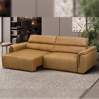Sofá Retrátil Reclinável Para Sala 3 Lugares 220cm Livorno L06 Couro Camel - Lyam Decor - 7