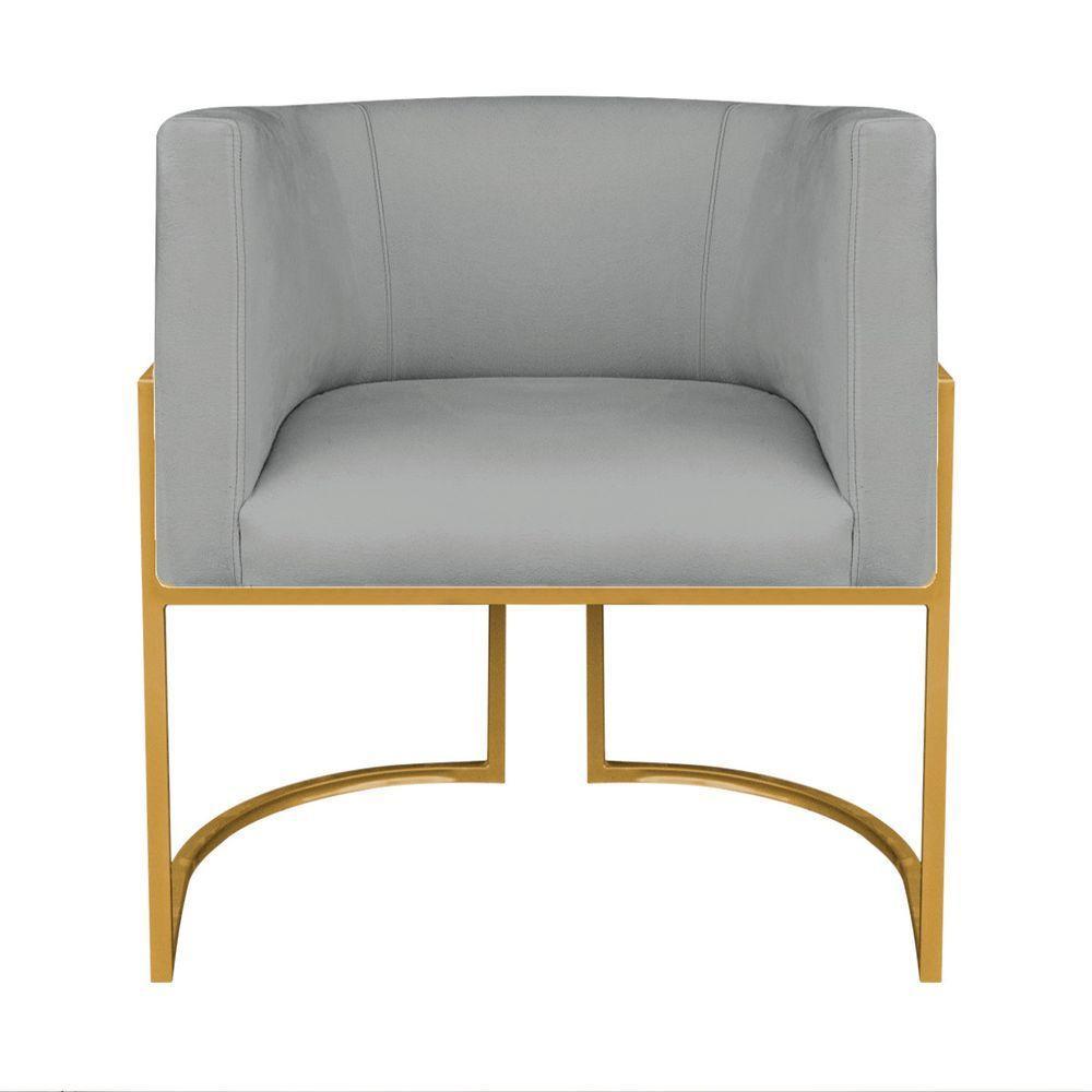 Kit Divã Luna 140cm Lado Esquerdo E 02 Poltronas Base De Ferro Dourado Bouclé Cinza - 2