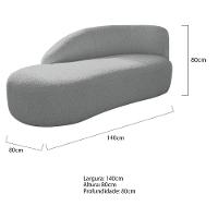 Kit Divã Luna 140cm Lado Esquerdo E 02 Poltronas Base De Ferro Dourado Bouclé Cinza - 7