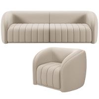 Kit Sofá 5 Lugares Para Sala 332cm Com 01 Poltrona Lazio M03 Veludo Bege - 1