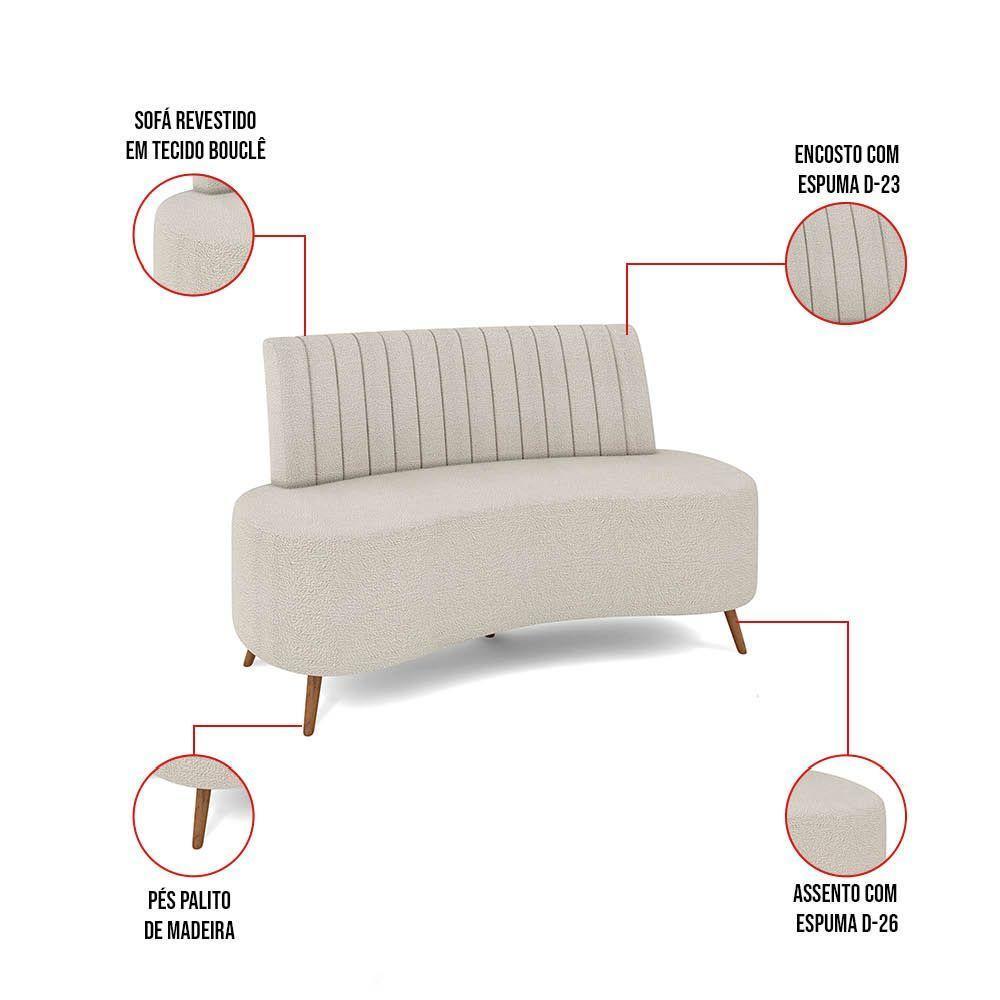 Sofá 2 Lugares Living 135cm Pé Palito Maraú Bouclê K01 Verde - 3