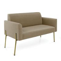 Sofá Namoradeira 2 Lugares Pé De Ferro Dourado Marisa Suede Marrom Rato D03 - 1