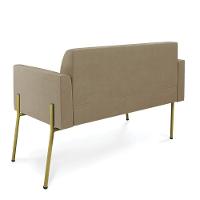 Sofá Namoradeira 2 Lugares Pé De Ferro Dourado Marisa Suede Marrom Rato D03 - 2