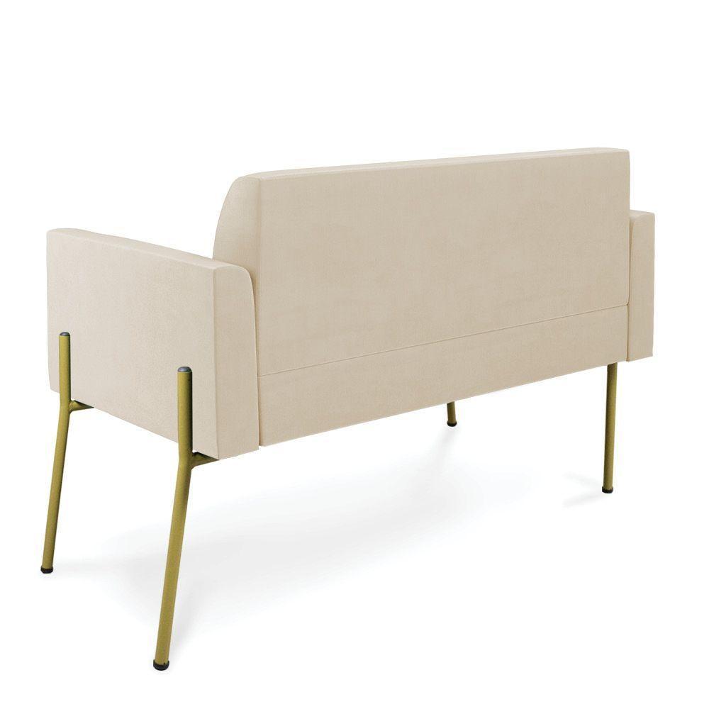 Sofá Namoradeira 2 Lugares Pé De Ferro Dourado Marisa Suede D03 Bege - 5