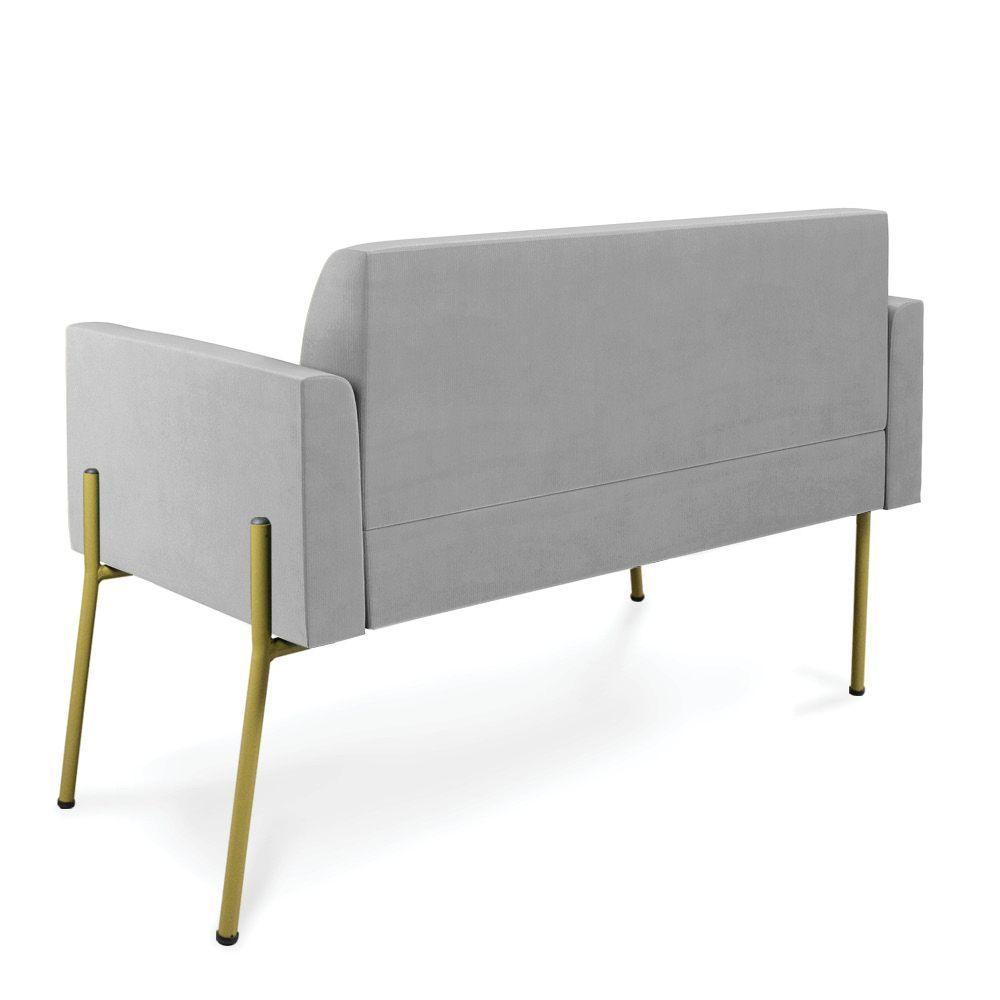 Sofá Namoradeira 2 Lugares Pé De Ferro Dourado Marisa Suede D03 Cinza - 5