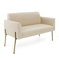 Sofá Namoradeira 2 Lugares Pé De Ferro Dourado Marisa Suede D03 Azul Marinho - 1