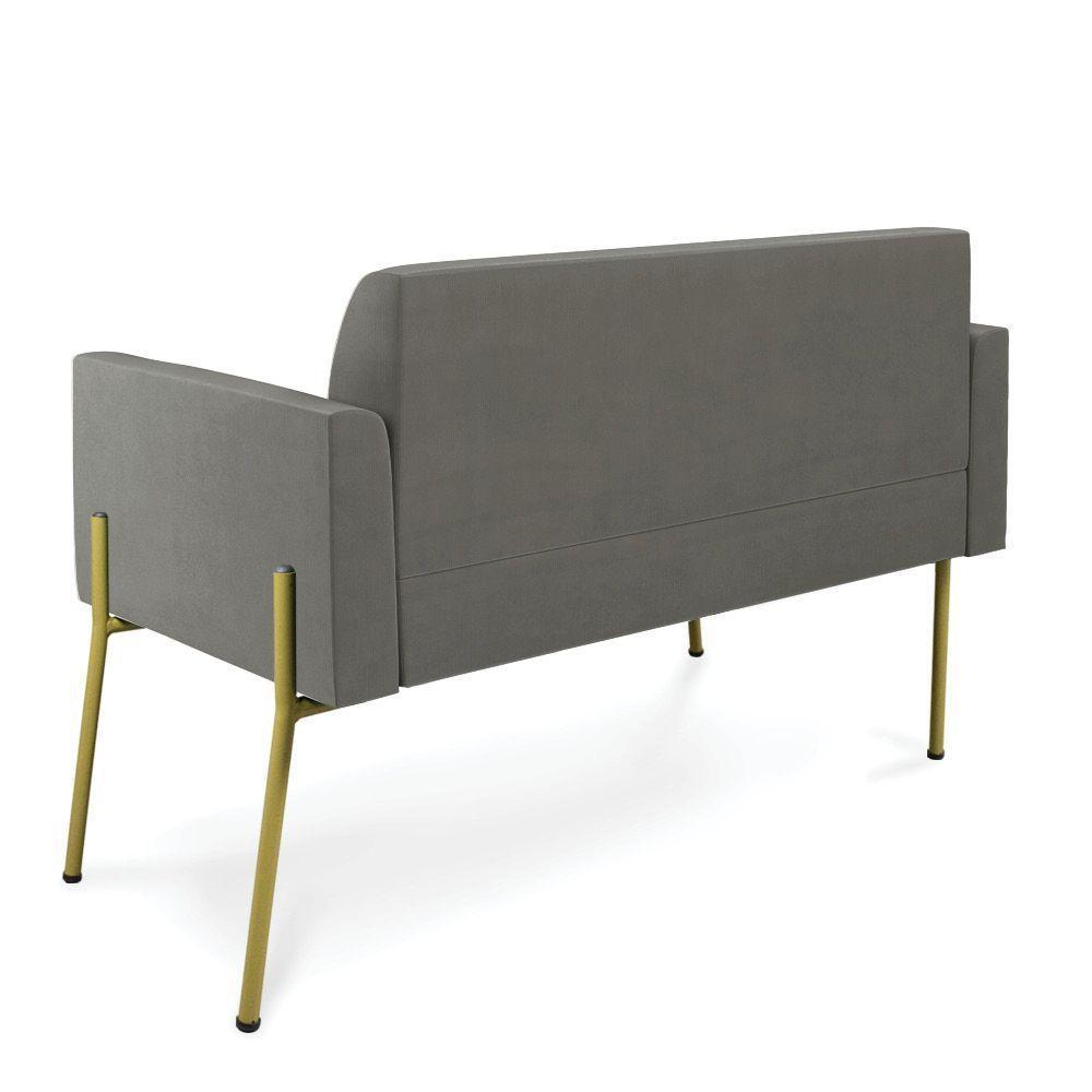 Sofá Namoradeira 2 Lugares Pé De Ferro Dourado Marisa Suede Grafite D03 - 2