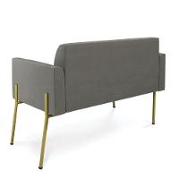 Sofá Namoradeira 2 Lugares Pé De Ferro Dourado Marisa Suede Grafite D03 - 2