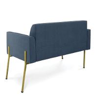 Sofá Namoradeira 2 Lugares Pé De Ferro Dourado Marisa Suede Azul Marinho D03 - 2