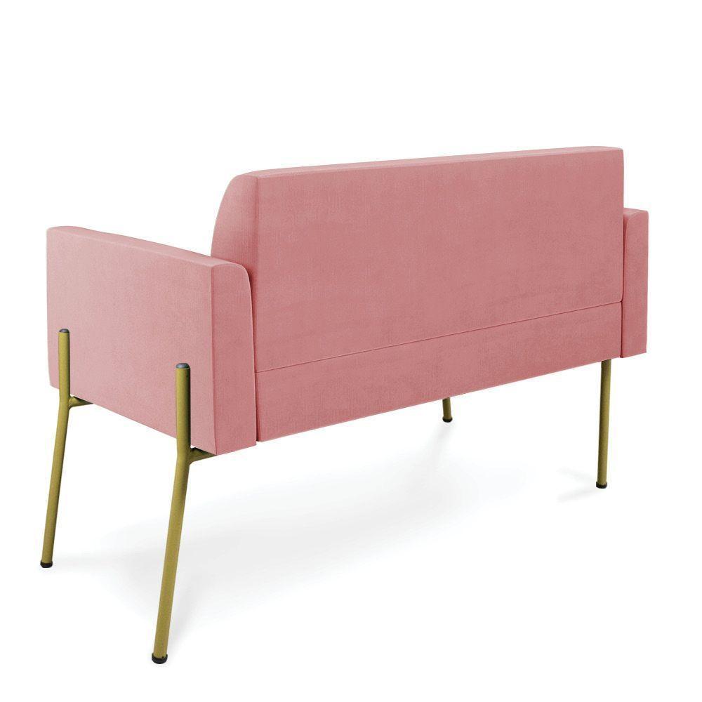 Sofá Namoradeira 2 Lugares Pé De Ferro Dourado Marisa Suede D03 Rose - 2