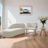 Kit Divã Luna 140cm Lado Esquerdo E 01 Poltrona Base De Ferro Preto Bouclé Bege - 8