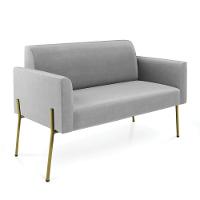 Sofá Namoradeira 2 Lugares Pé De Ferro Dourado Marisa Suede Cinza D03 - 1