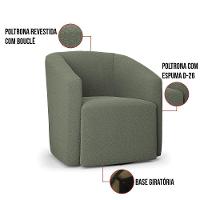 Poltrona Sala De Estar Base Giratória Kit 2 Poltronas Stella Max Bouclê Menta D03 - 6