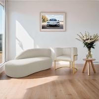 Kit Divã Luna 140cm Lado Esquerdo E 01 Poltrona Base De Ferro Dourado Bouclé Bege - 2