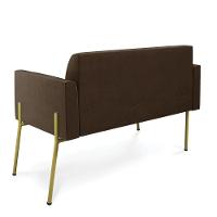 Sofá Namoradeira 2 Lugares Pé De Ferro Dourado Marisa Suede Marrom D03 - 2