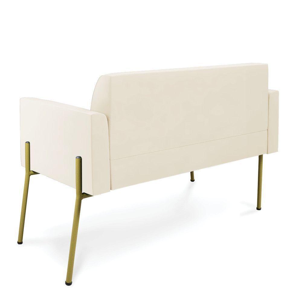 Sofá Namoradeira 2 Lugares Pé De Ferro Dourado Marisa Veludo Bege D03 - 2