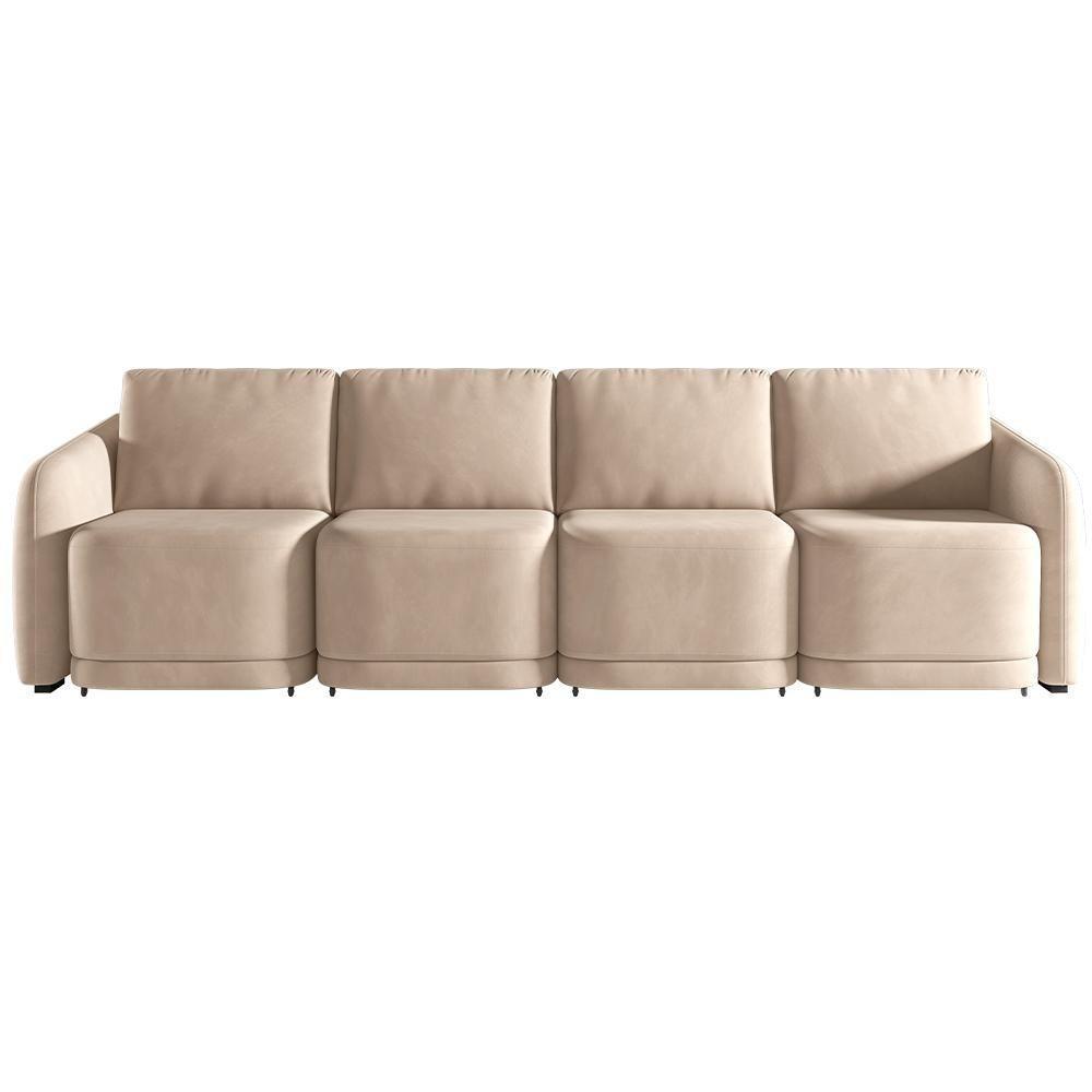 Sofá Cama Para Sala De Estar 5 Lugares 436cm Montserrat K01 Veludo Bege - Lyam Decor - 6