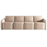 Sofá Cama Para Sala De Estar 5 Lugares 436cm Montserrat K01 Veludo Bege - Lyam Decor - 6