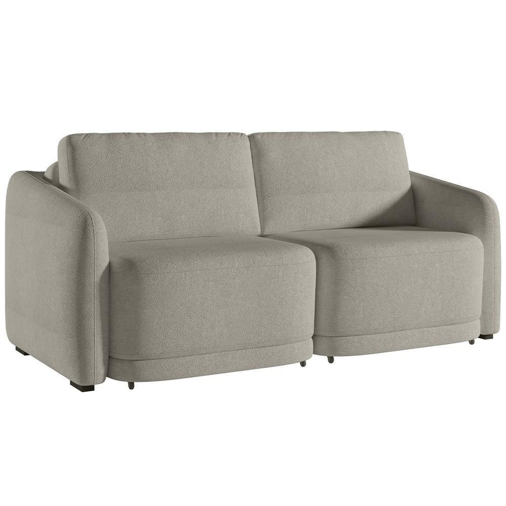 Sofá Cama Para Sala De Estar 2 Lugares 176cm Montserrat K01 Bouclê Bege - Lyam Decor - 1