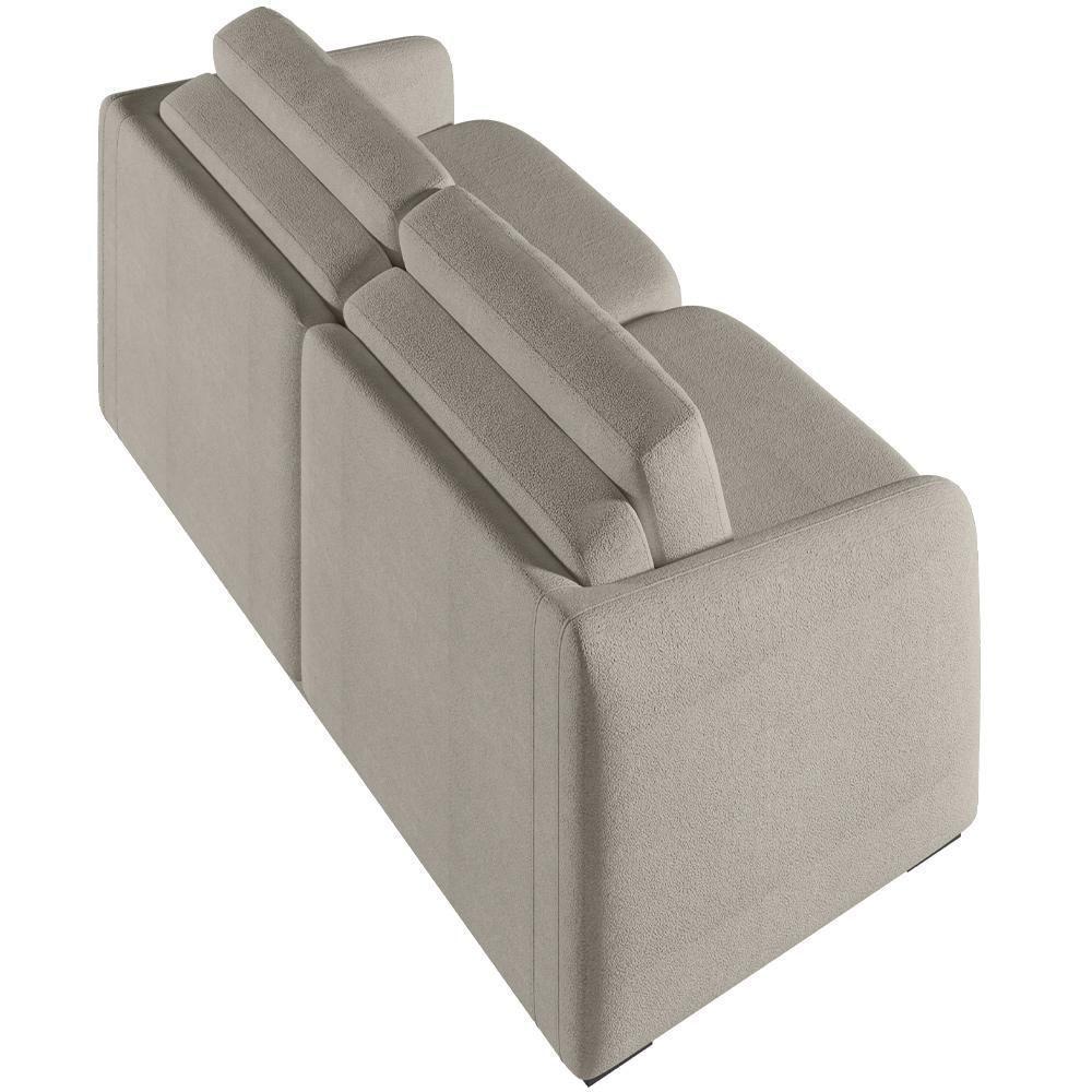 Sofá Cama Para Sala De Estar 2 Lugares 176cm Montserrat K01 Bouclê Bege - Lyam Decor - 2