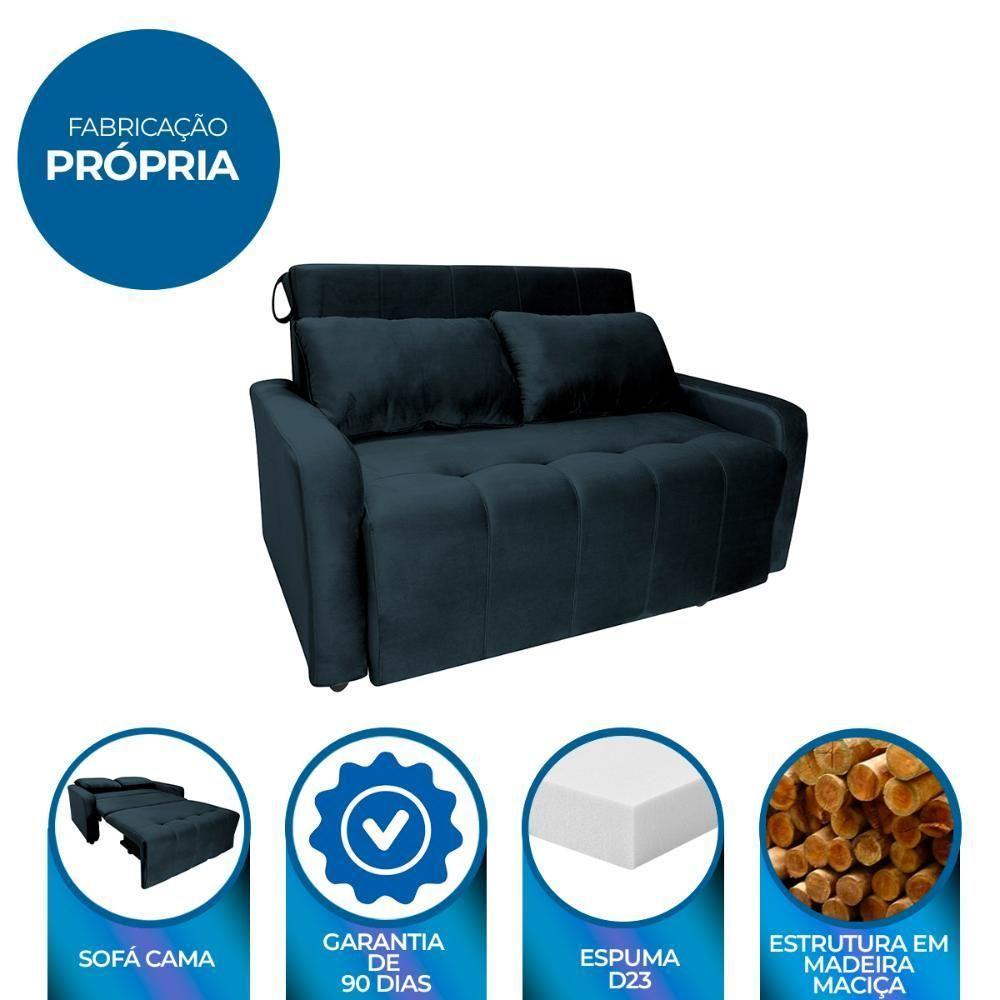 Sofá Cama Para Sala De Estar Amora New Veludo Matrix - Pret Preto - 5