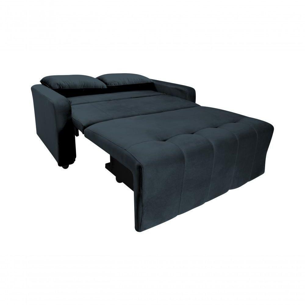 Sofá Cama Para Sala De Estar Amora New Veludo Matrix - Pret Preto - 8