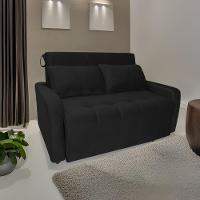 Sofá Cama Para Sala De Estar Amora New Veludo Matrix - Pret Preto - 1
