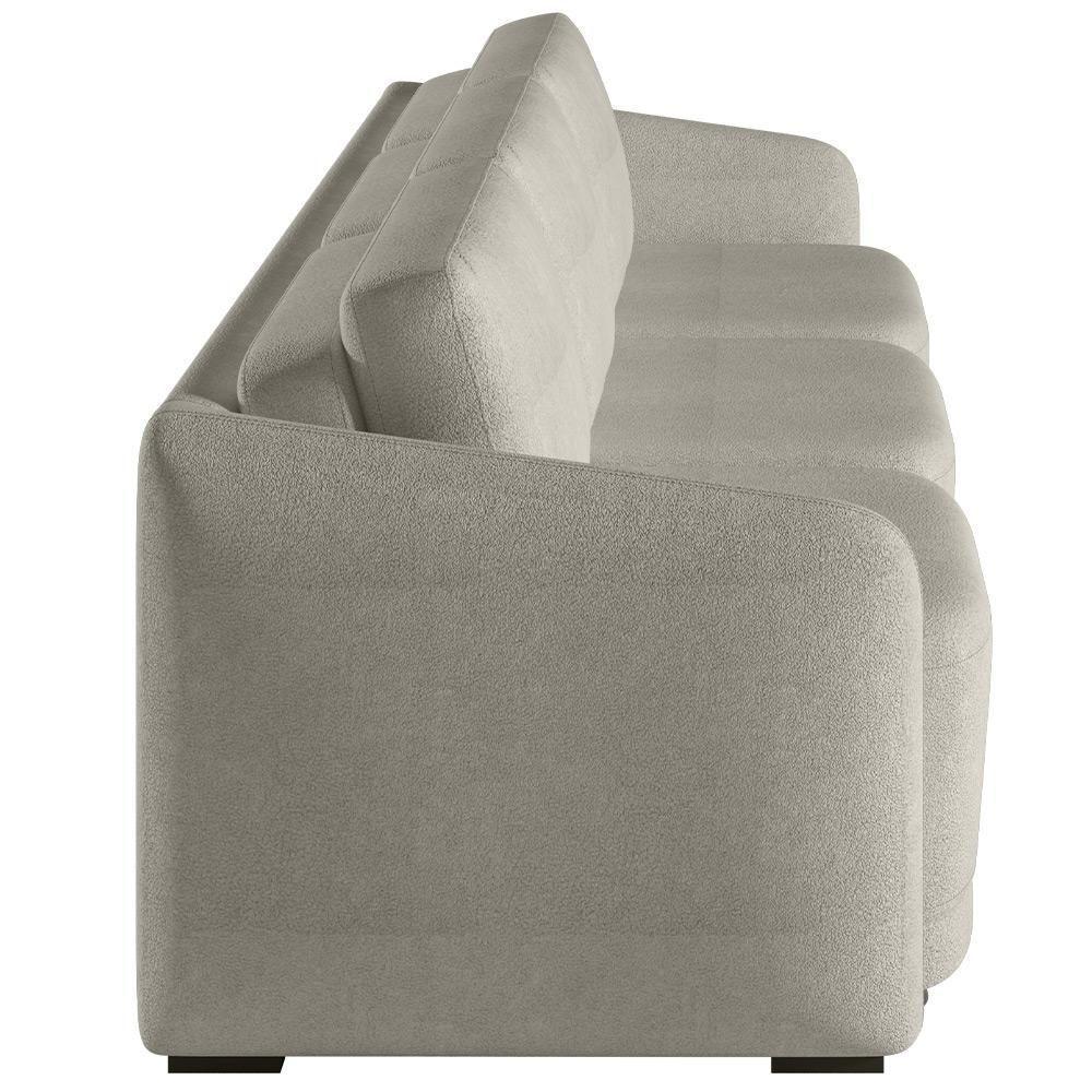 Sofá Cama Para Sala De Estar 3 Lugares 306cm Montserrat K01 Bouclê Bege - Lyam Decor - 2
