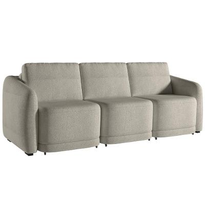 Sofá Cama Para Sala De Estar 3 Lugares 306cm Montserrat K01 Bouclê Bege - Lyam Decor