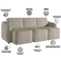 Sofá Cama Para Sala De Estar 3 Lugares 306cm Montserrat K01 Bouclê Bege - Lyam Decor - 8