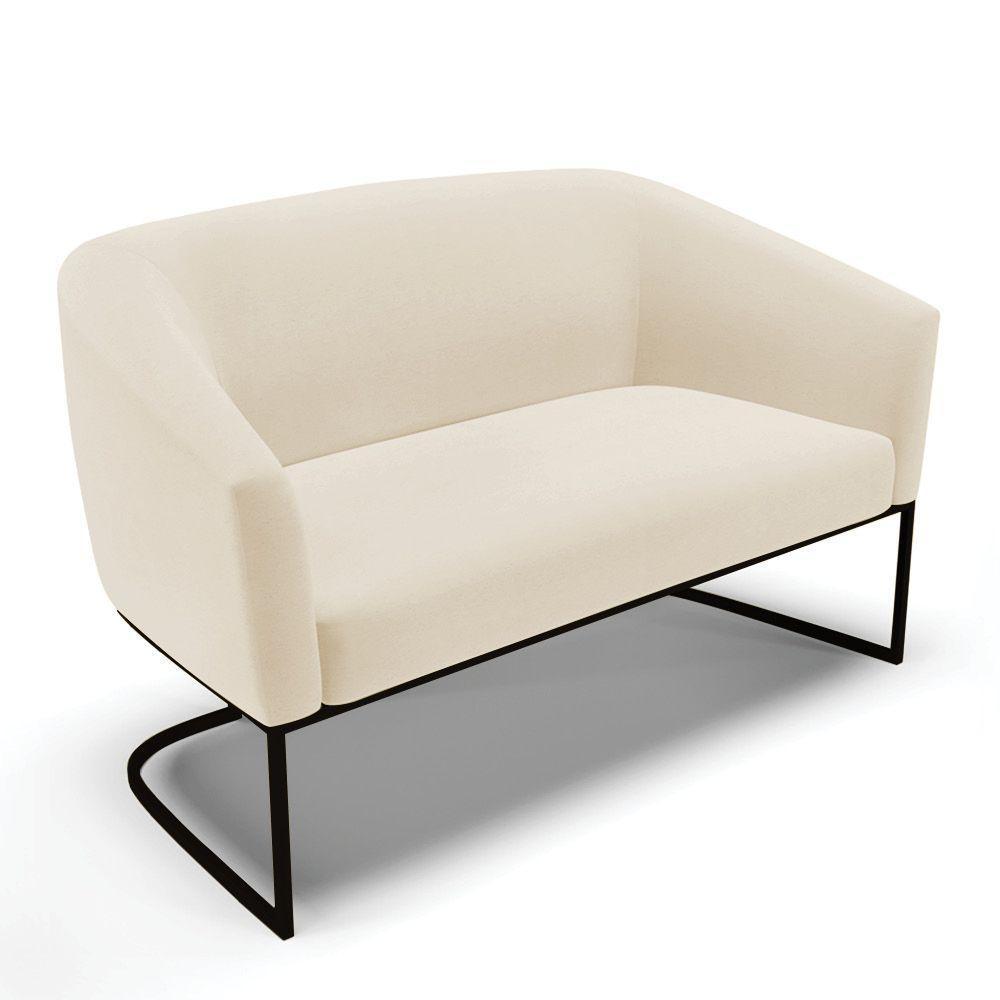 Sofá Namoradeira 2 Lugares Base Industrial Preto Stella Linho D03 - D'rossi Cor A19 Bege - 1