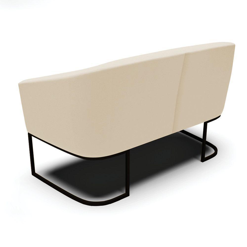 Sofá Namoradeira 2 Lugares Base Industrial Preto Stella Linho D03 - D'rossi Cor A19 Bege - 4