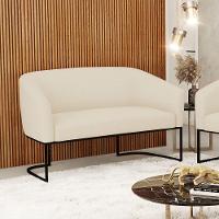 Sofá Namoradeira 2 Lugares Base Industrial Preto Stella Linho D03 - D'rossi Cor A19 Bege - 5