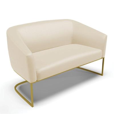 Sofá Namoradeira 2 Lugares Base Industrial Dourado Stella Corino D03 - D'rossi Cor Bege