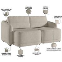 Sofá Cama Para Sala De Estar 2 Lugares 216cm Montserrat K01 Bouclê Bege - Lyam Decor - 8