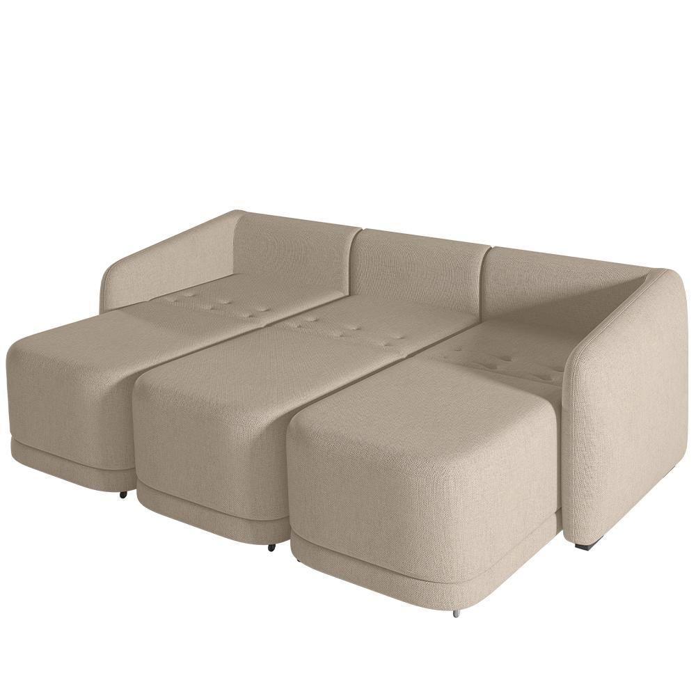 Sofá Cama Para Sala De Estar 4 Lugares 336cm Montserrat K01 Linho Bege - Lyam Decor - 3