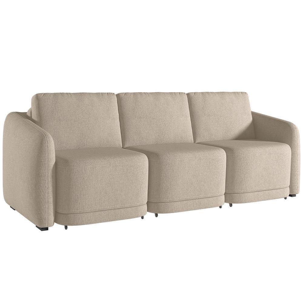 Sofá Cama Para Sala De Estar 3 Lugares 306cm Montserrat K01 Linho Bege - Lyam Decor - 1