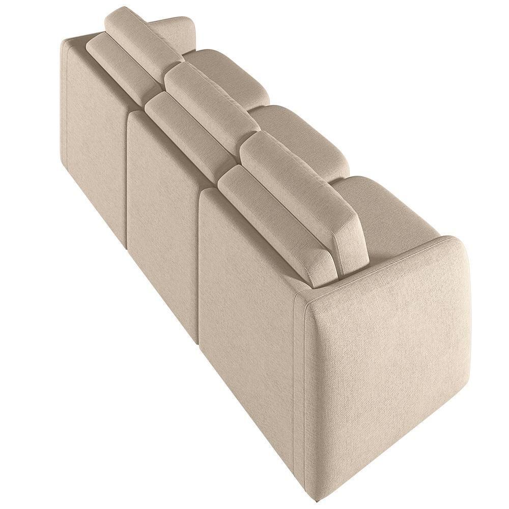 Sofá Cama Para Sala De Estar 3 Lugares 306cm Montserrat K01 Linho Bege - Lyam Decor - 2